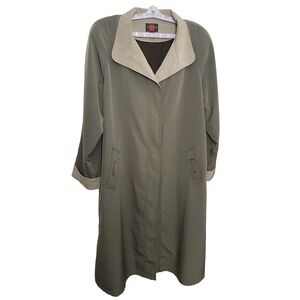 Gallery Trench Coat Women Olive Green Detachable Hood And Liner Size 16 Petite